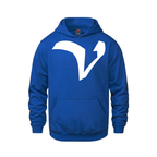 Alphabet V Hoodie 9 inch calligraphy White ink, Royal