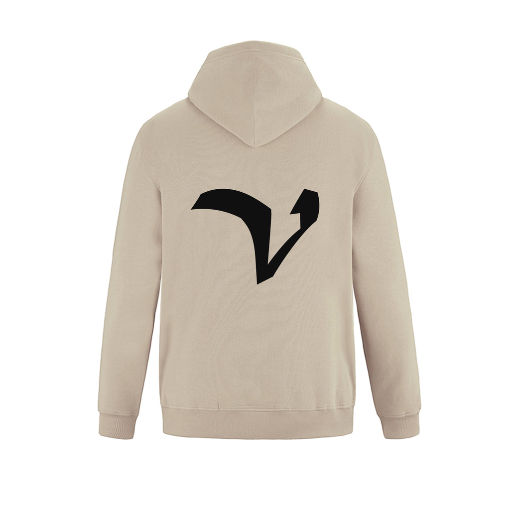 Alphabet V Hoodie 9 inch calligraphy Black ink, Sand