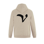 Alphabet V Hoodie 9 inch calligraphy Black ink, Sand