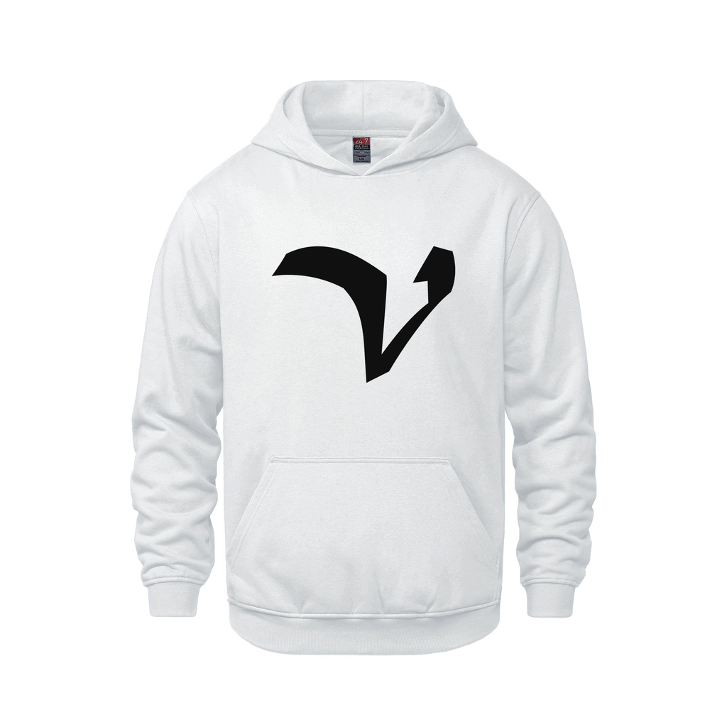 Alphabet V Hoodie 9 inch calligraphy Black ink, White