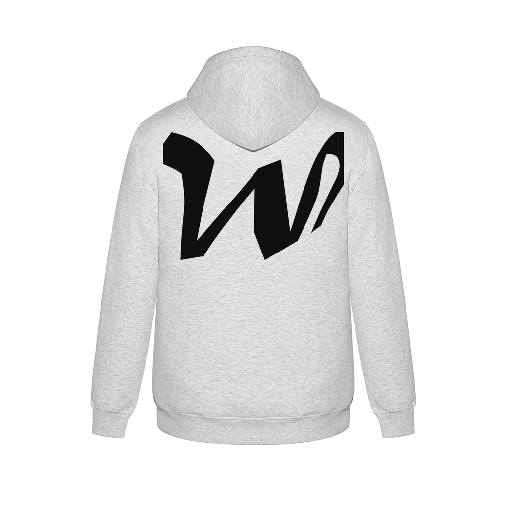Alphabet W Hoodie 9 inch calligraphy Black ink, Ash