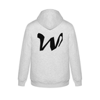 Alphabet W Hoodie 9 inch calligraphy Black ink, Ash