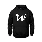 Alphabet W Hoodie 9 inch calligraphy White ink, Black