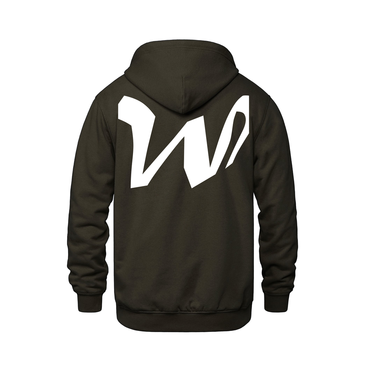 Alphabet W Hoodie 9 inch calligraphy White ink, Brown