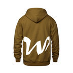 Alphabet W Hoodie 9 inch calligraphy White ink, Caramel