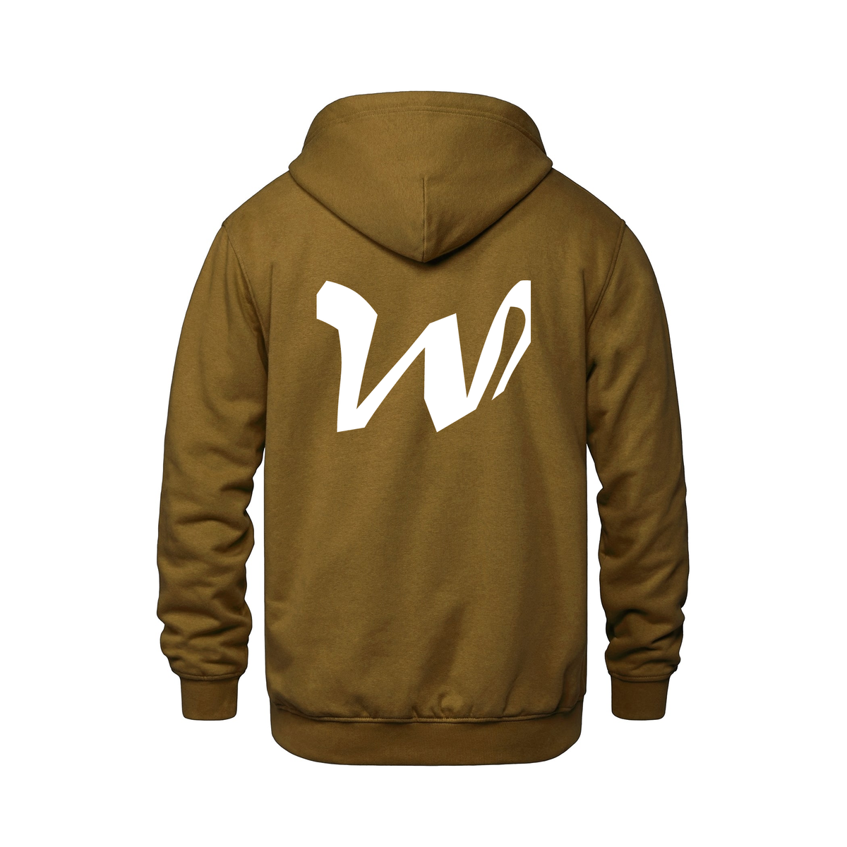Alphabet W Hoodie 9 inch calligraphy White ink, Caramel