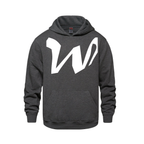 Alphabet W Hoodie 9 inch calligraphy White ink, Charcoal