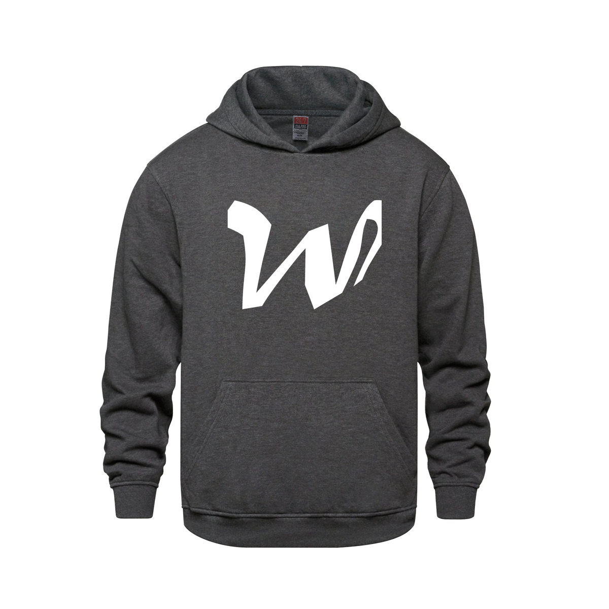 Alphabet W Hoodie 9 inch calligraphy White ink, Charcoal