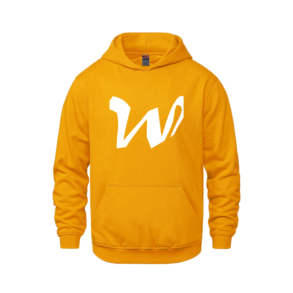 Alphabet W Hoodie 9 inch calligraphy White ink, Gold