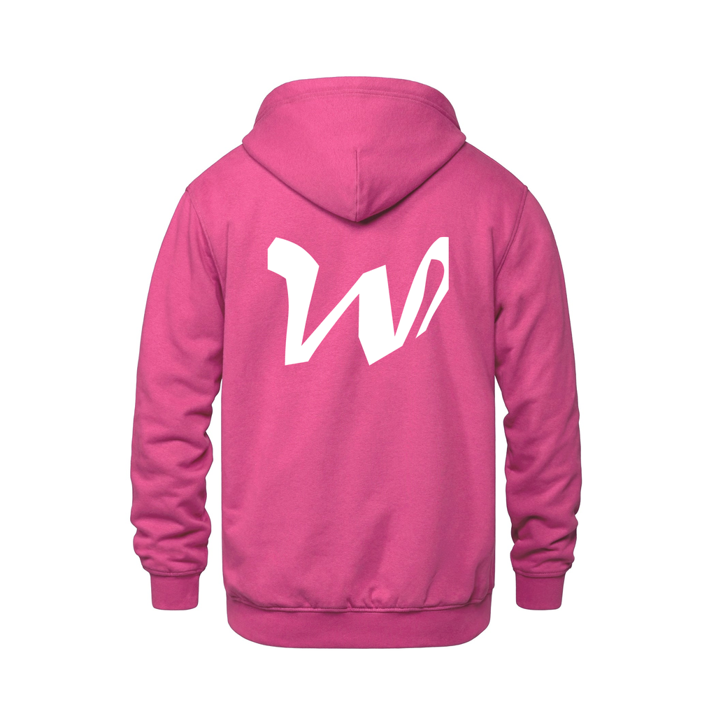 Alphabet W Hoodie 9 inch calligraphy White ink, Heliconia