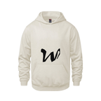 Alphabet W Hoodie 9 inch calligraphy Black ink, Ivory