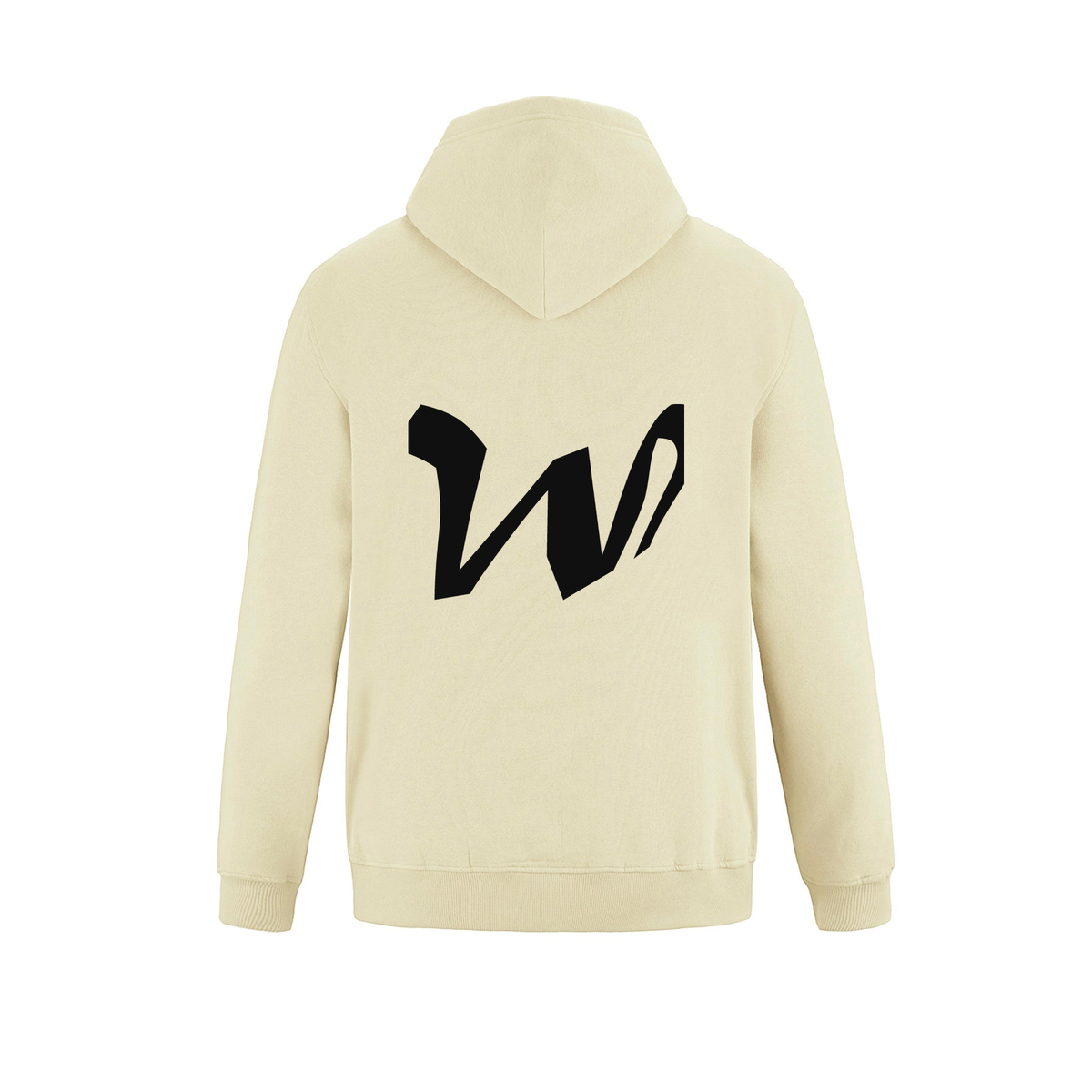 Alphabet W Hoodie 9 inch calligraphy Black ink, Ivory