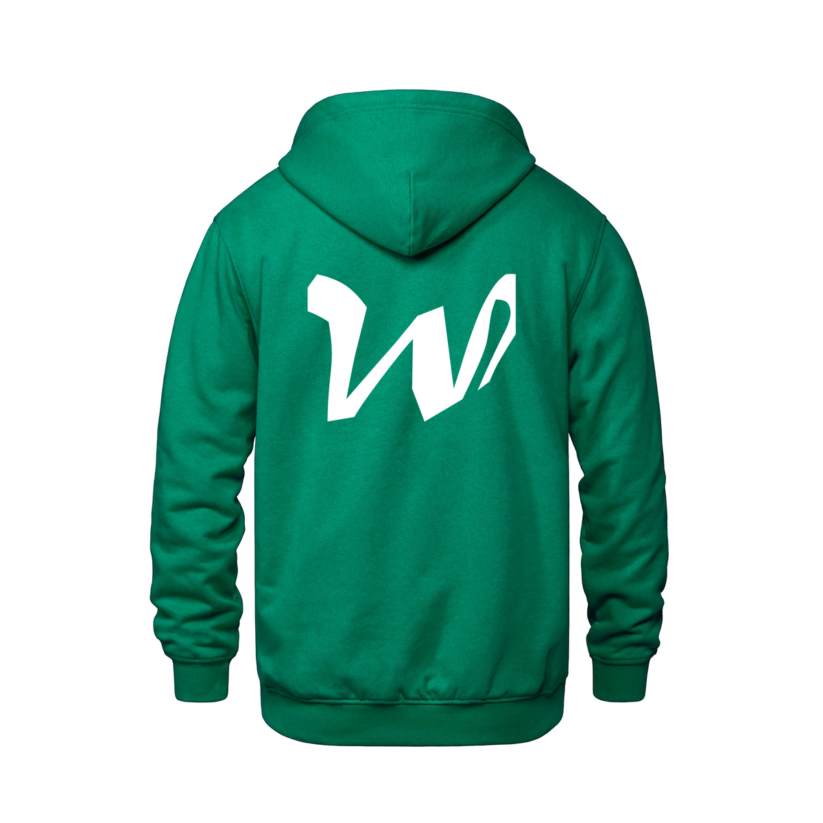 Alphabet W Hoodie 9 inch calligraphy White ink, Kelly Green