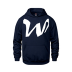 Alphabet W Hoodie 9 inch calligraphy White ink, Navy