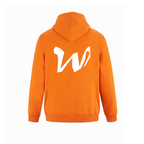 Alphabet W Hoodie 9 inch calligraphy White ink, Orange