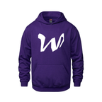 Alphabet W Hoodie 9 inch calligraphy White ink, Purple