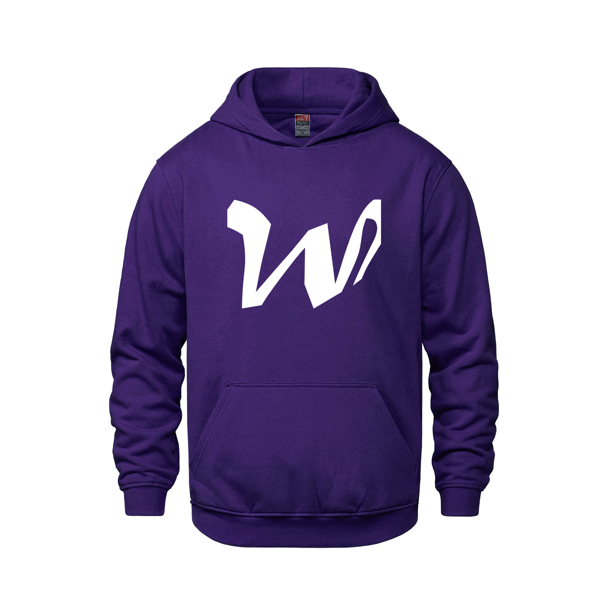 Alphabet W Hoodie 9 inch calligraphy White ink, Purple