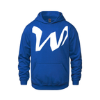 Alphabet W Hoodie 9 inch calligraphy White ink, Royal