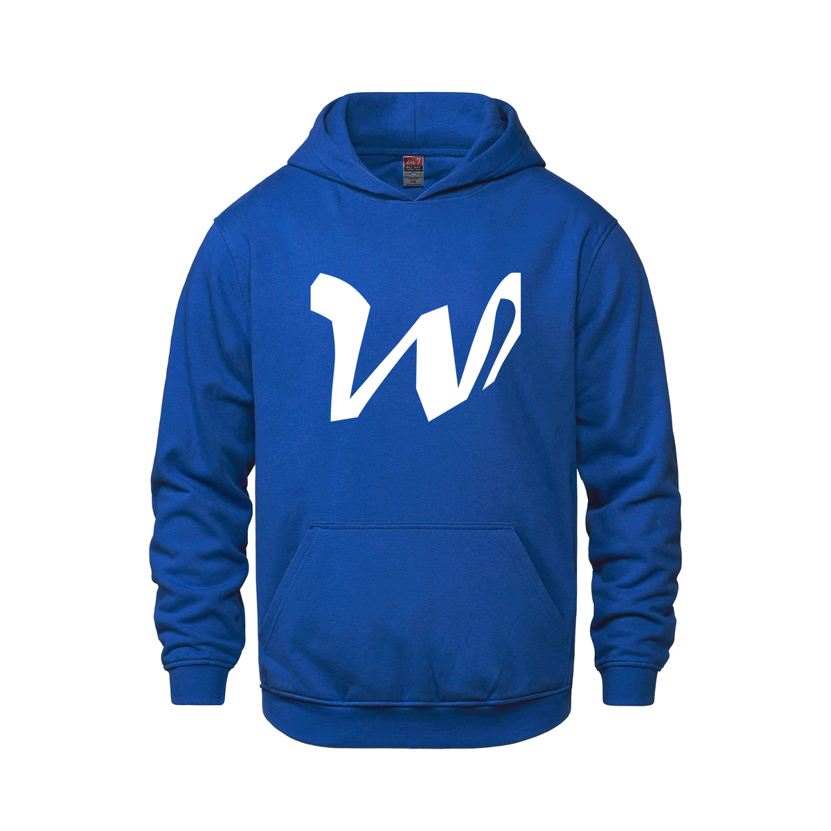 Alphabet W Hoodie 9 inch calligraphy White ink, Royal