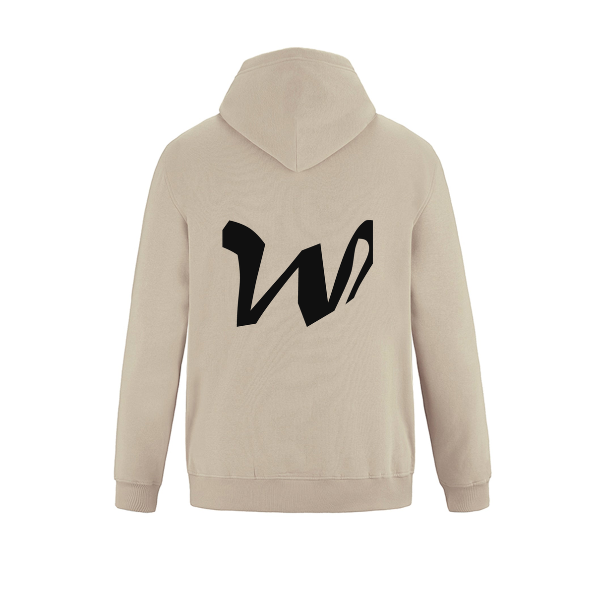 Alphabet W Hoodie 9 inch calligraphy Black ink, Sand