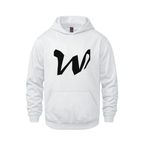 Alphabet W Hoodie 9 inch calligraphy Black ink, White