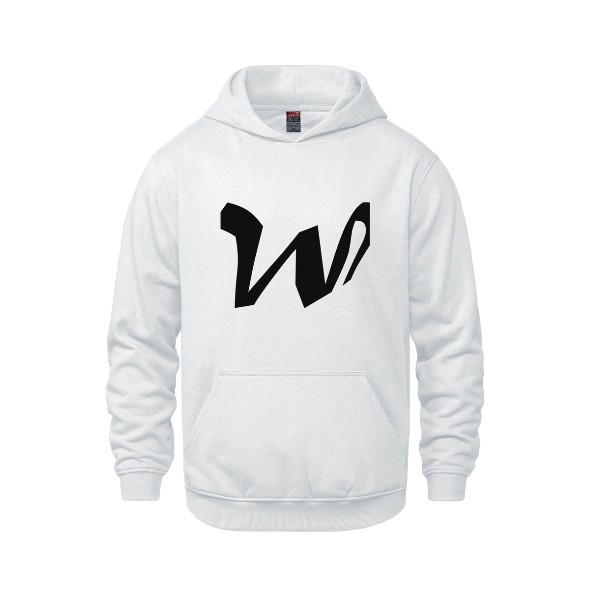 Alphabet W Hoodie 9 inch calligraphy Black ink, White
