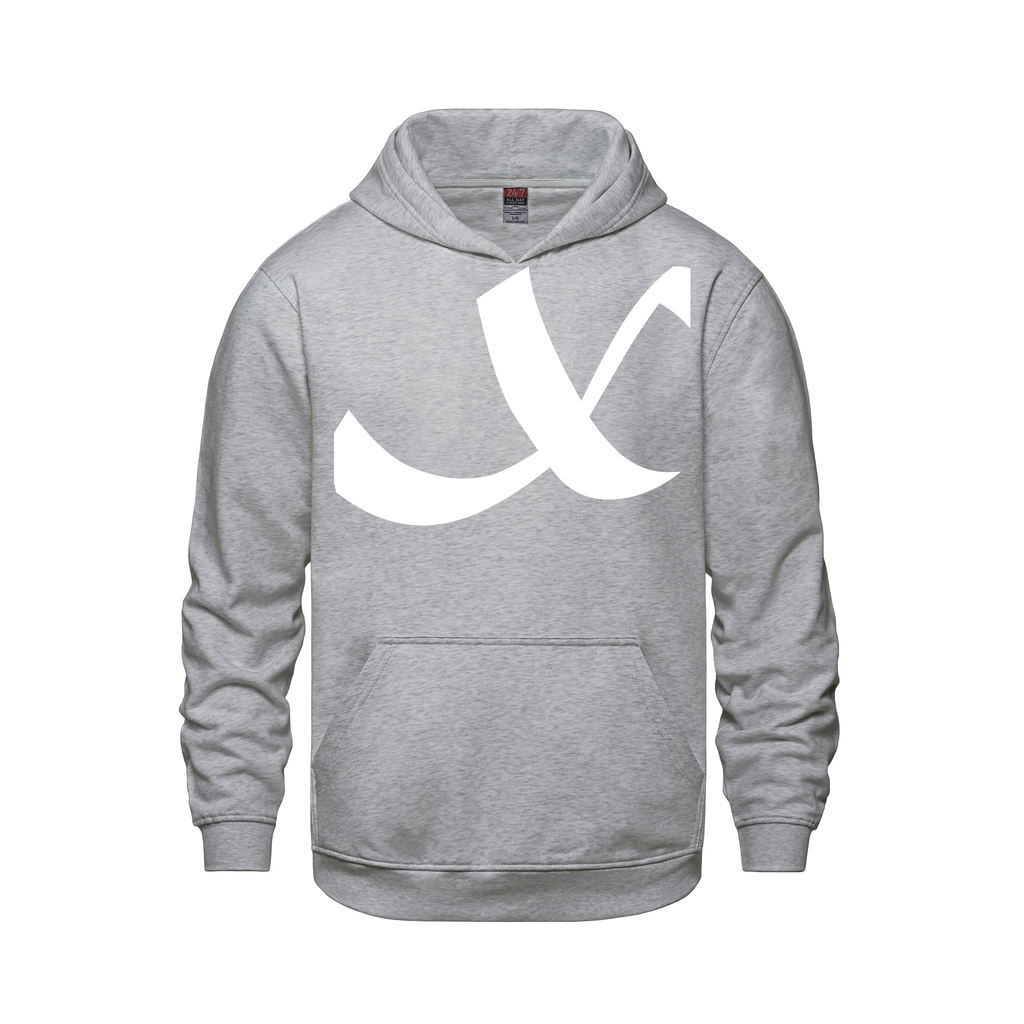 Alphabet X Hoodie 9 inch calligraphy White ink, Athletic Grey