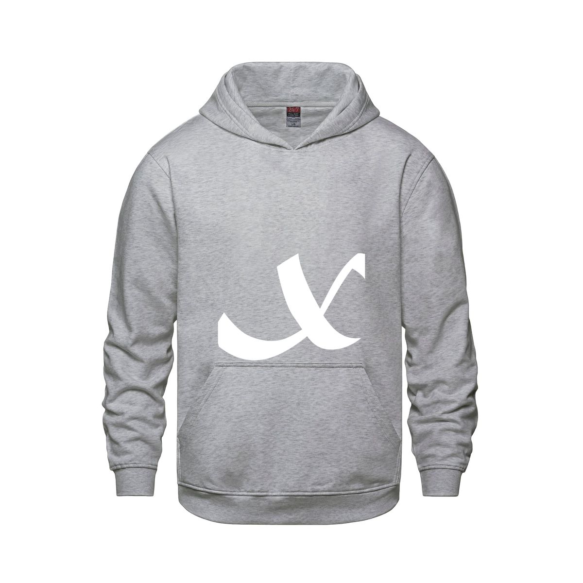 Alphabet X Hoodie 9 inch calligraphy White ink, Athletic Grey