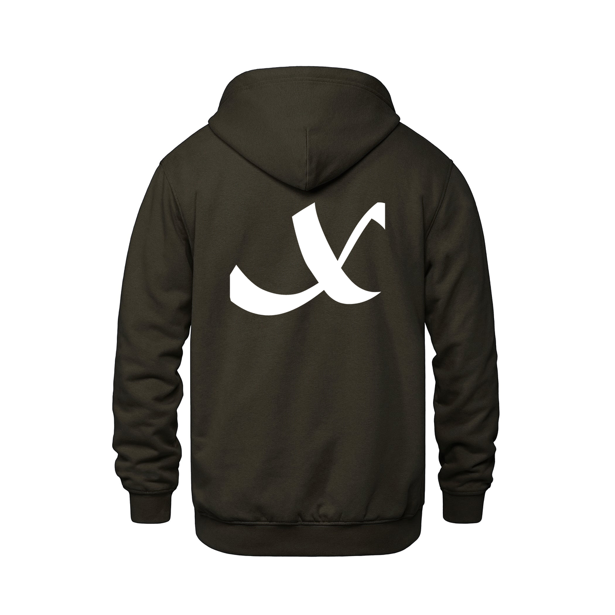 Alphabet X Hoodie 9 inch calligraphy White ink, Brown
