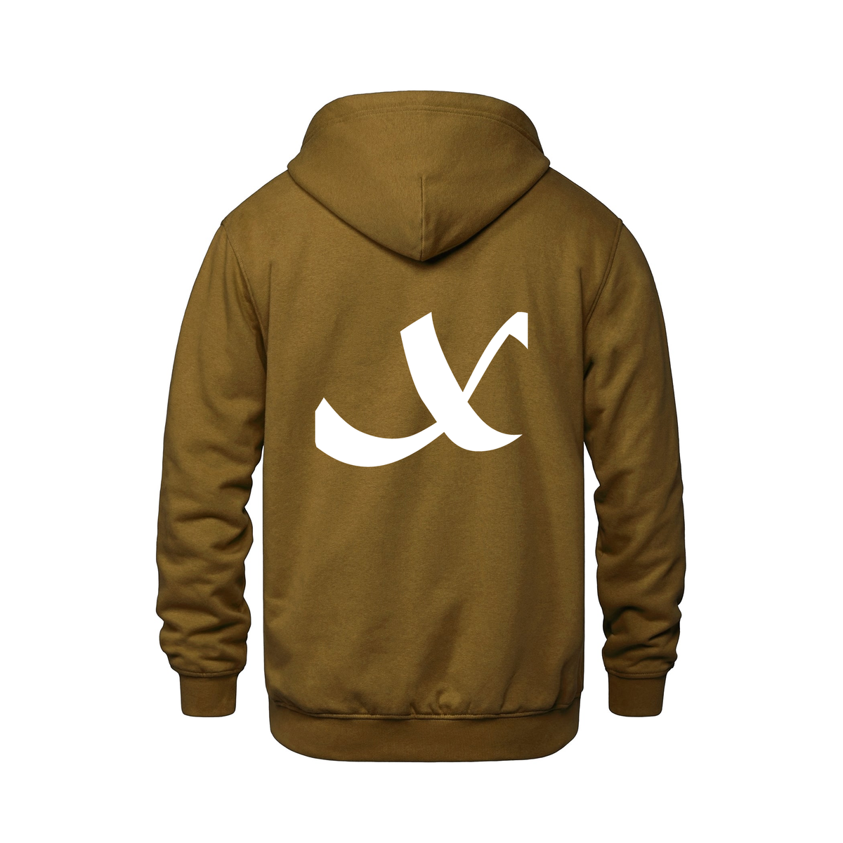 Alphabet X Hoodie 9 inch calligraphy White ink, Caramel