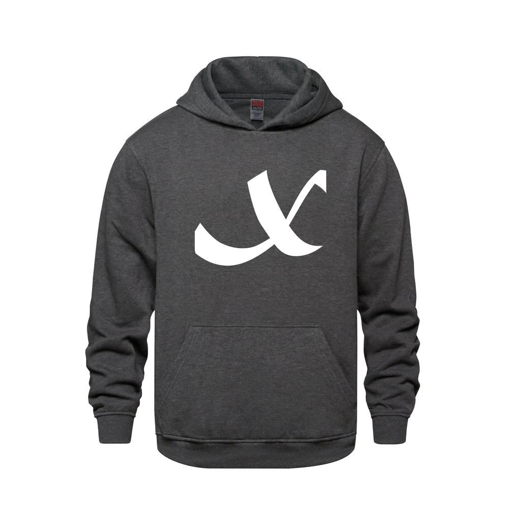 Alphabet X Hoodie 9 inch calligraphy White ink, Charcoal
