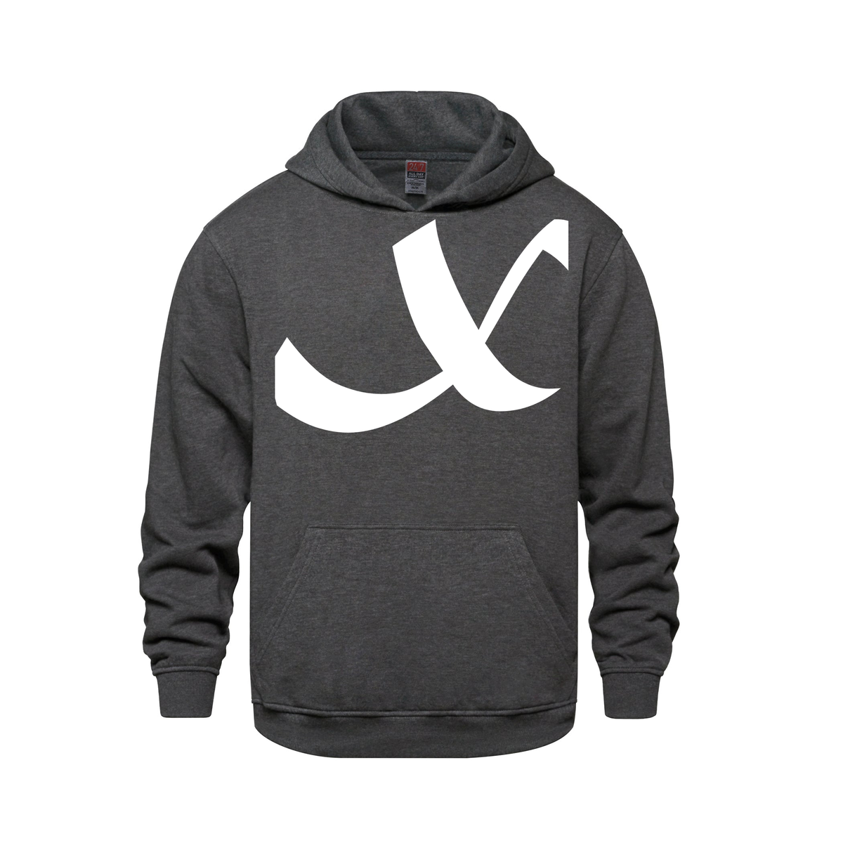 Alphabet X Hoodie 9 inch calligraphy White ink, Charcoal