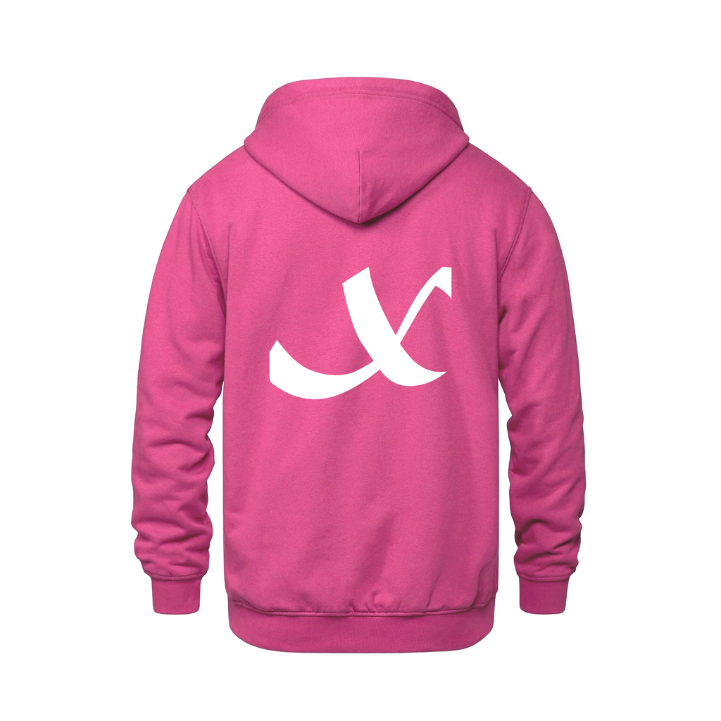 Alphabet X Hoodie 9 inch calligraphy White ink, Heliconia