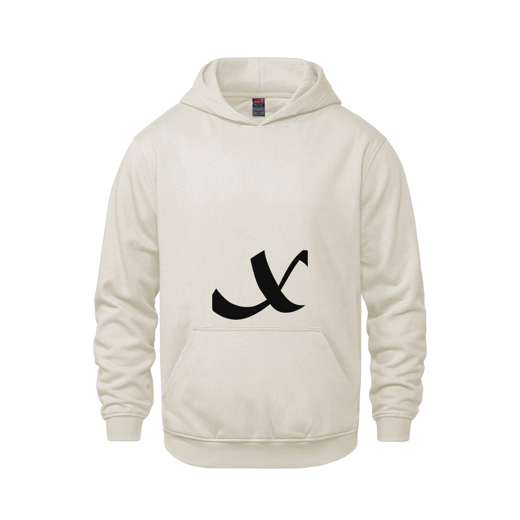 Alphabet X Hoodie 9 inch calligraphy Black ink, Ivory
