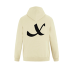 Alphabet X Hoodie 9 inch calligraphy Black ink, Ivory