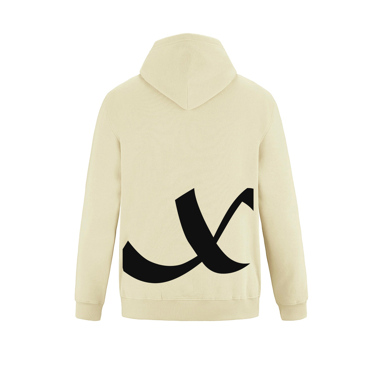 Alphabet X Hoodie 9 inch calligraphy Black ink, Ivory