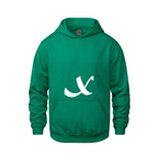 Alphabet X Hoodie 9 inch calligraphy White ink, Kelly Green
