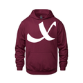 Alphabet X Hoodie 9 inch calligraphy White ink, Maroon