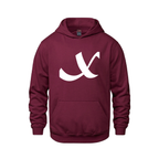 Alphabet X Hoodie 9 inch calligraphy White ink, Maroon
