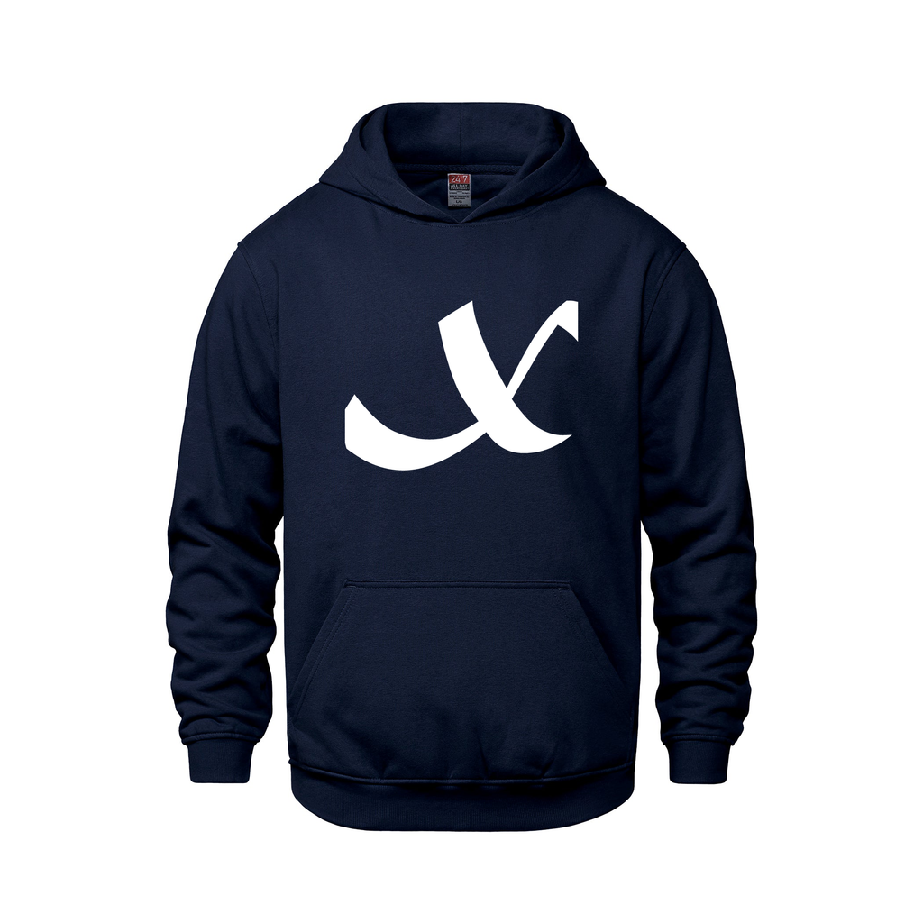 Alphabet X Hoodie 9 inch calligraphy White ink, Navy