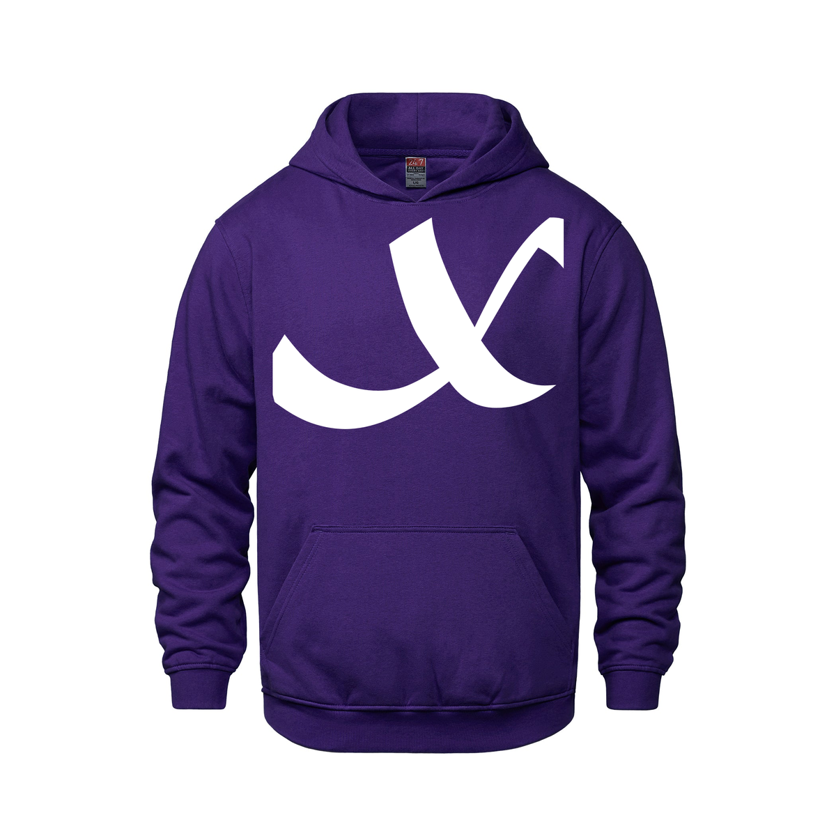Alphabet X Hoodie 9 inch calligraphy White ink, Purple