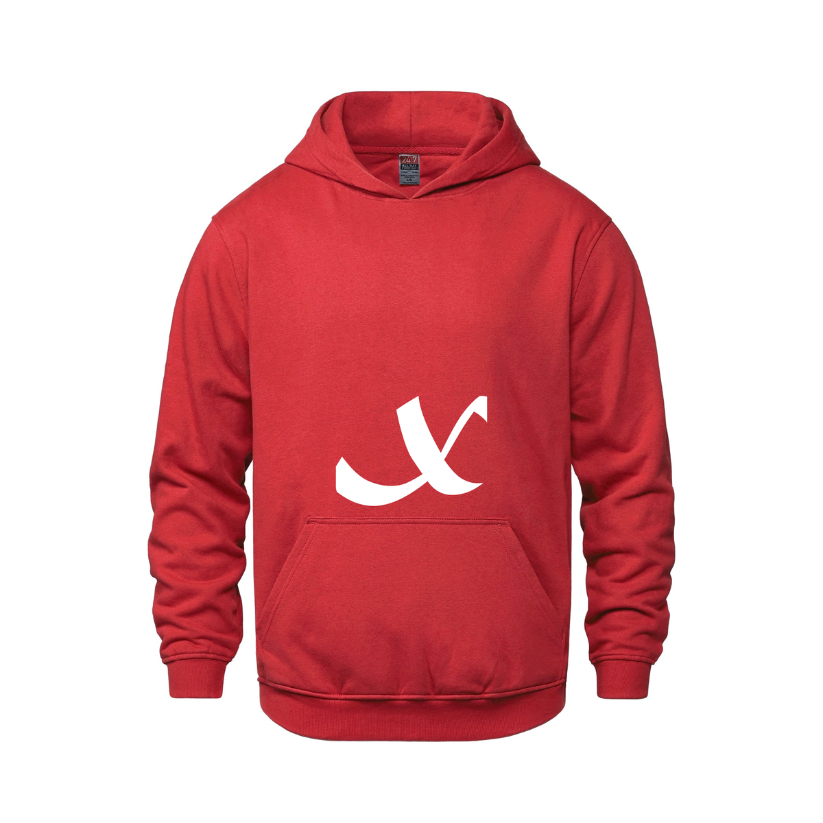 Alphabet X Hoodie 9 inch calligraphy White ink, Red