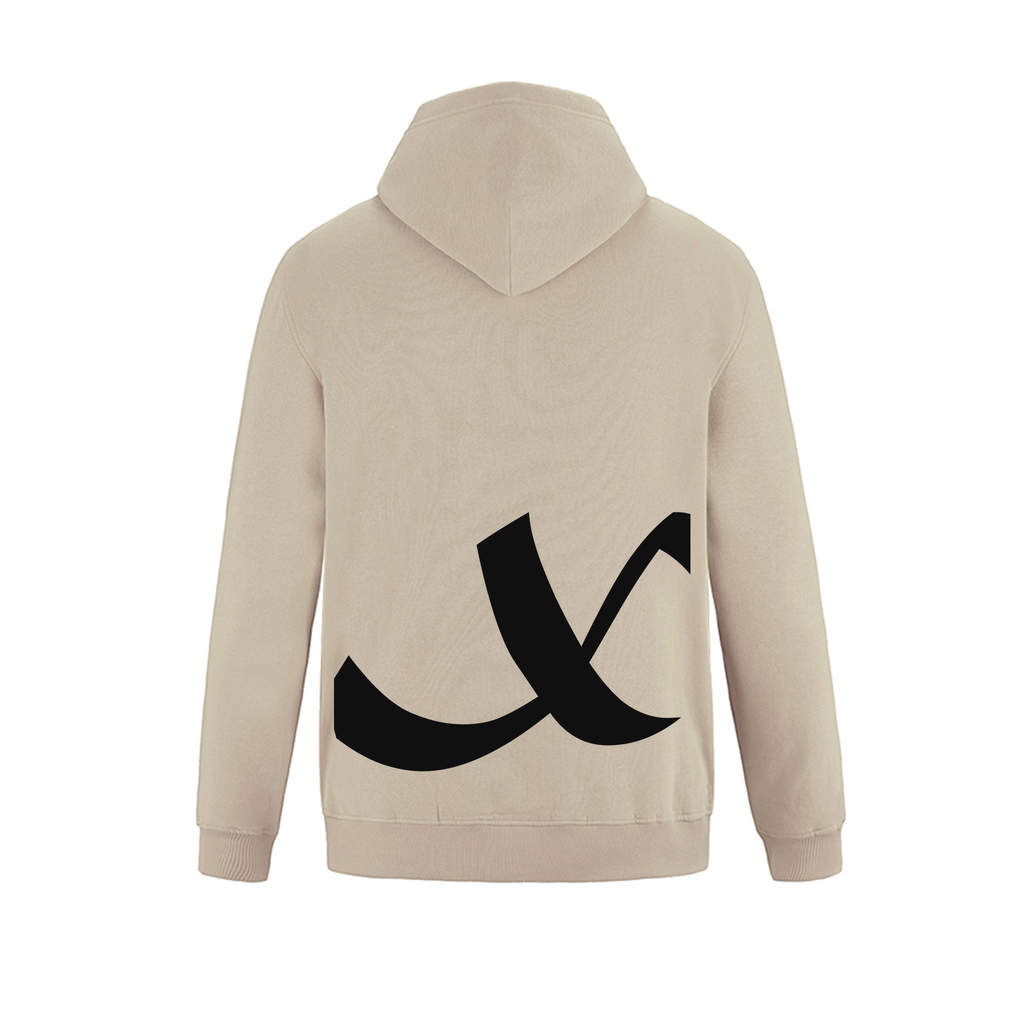 Alphabet X Hoodie 9 inch calligraphy Black ink, Sand