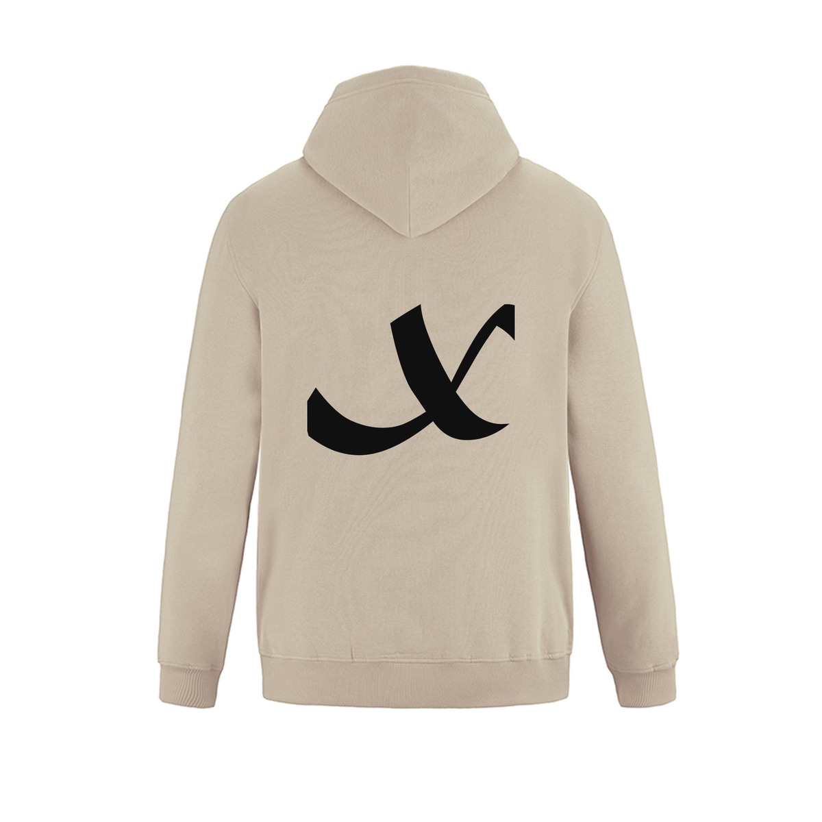 Alphabet X Hoodie 9 inch calligraphy Black ink, Sand