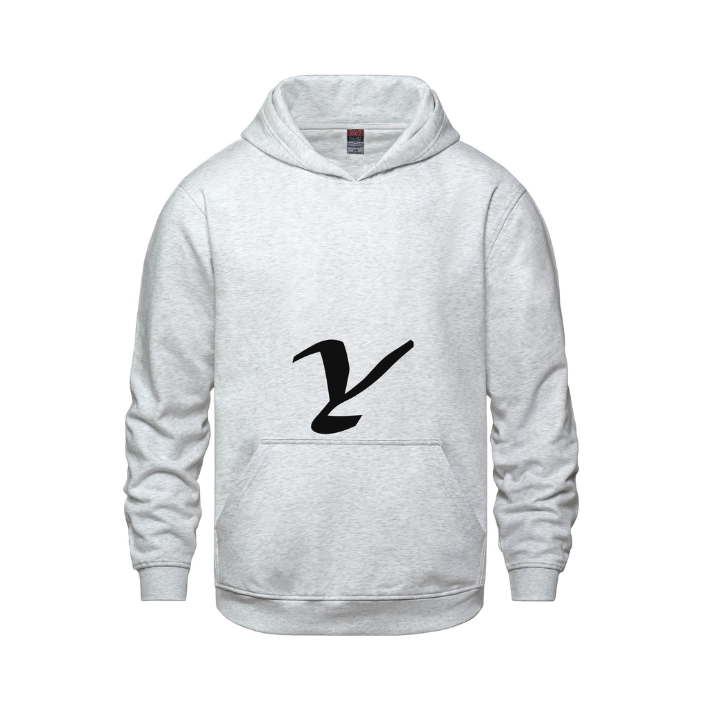 Alphabet Y Hoodie 9 inch calligraphy Black ink, Ash