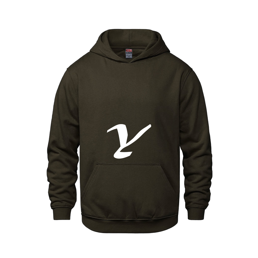 Alphabet Y Hoodie 9 inch calligraphy White ink, Brown
