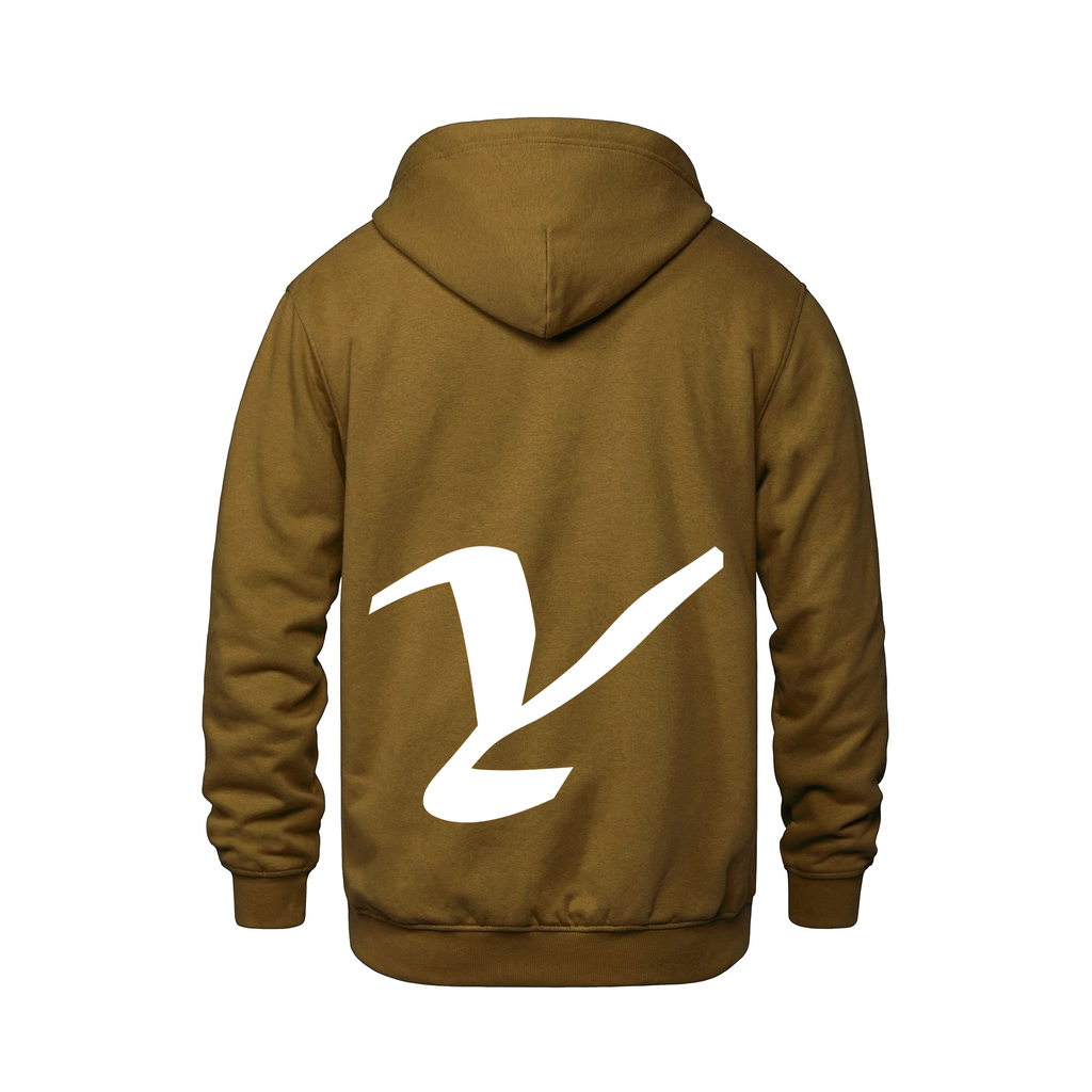 Alphabet Y Hoodie 9 inch calligraphy White ink, Caramel