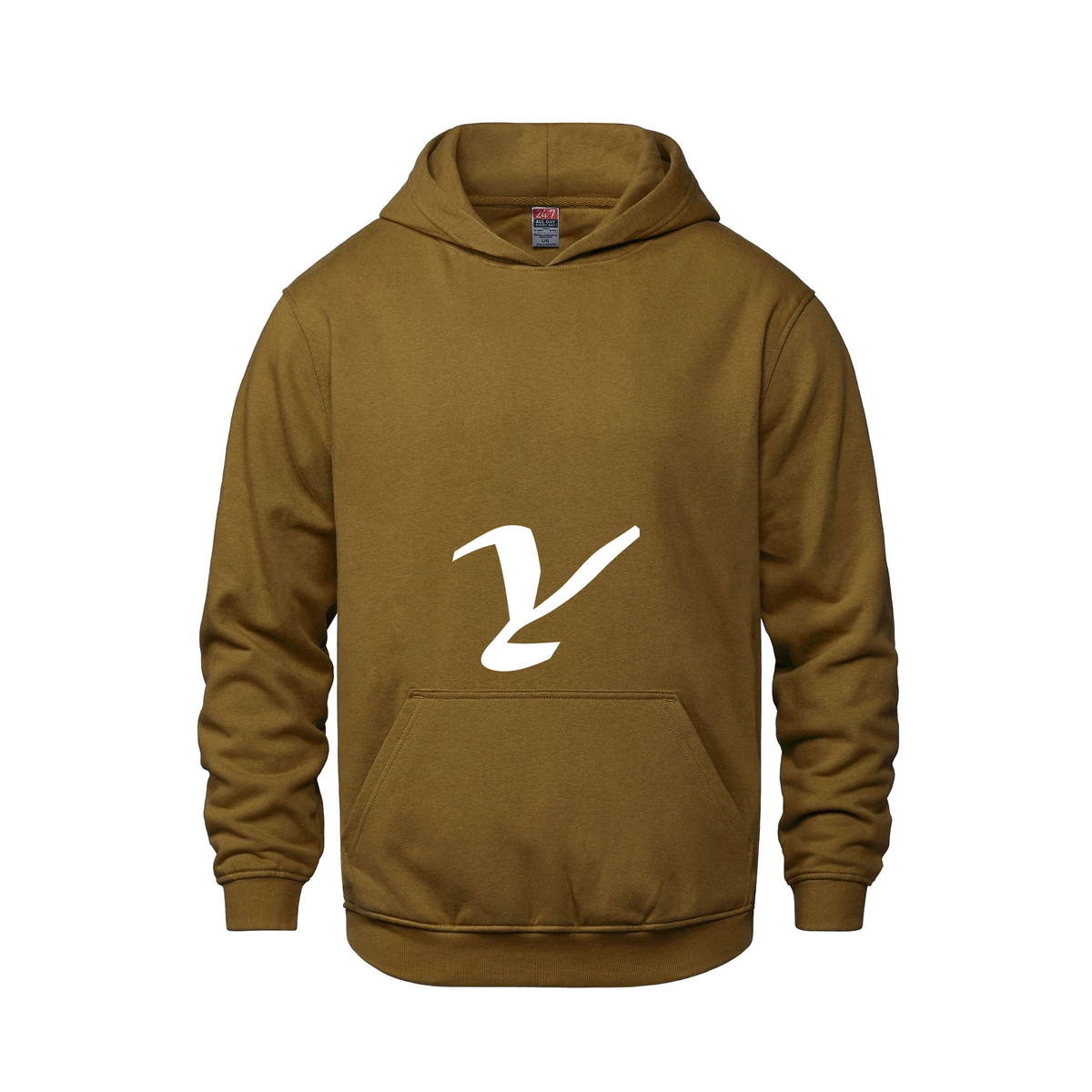 Alphabet Y Hoodie 9 inch calligraphy White ink, Caramel