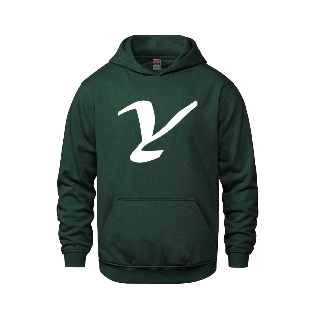 Alphabet Y Hoodie 9 inch calligraphy White ink, Forest Green