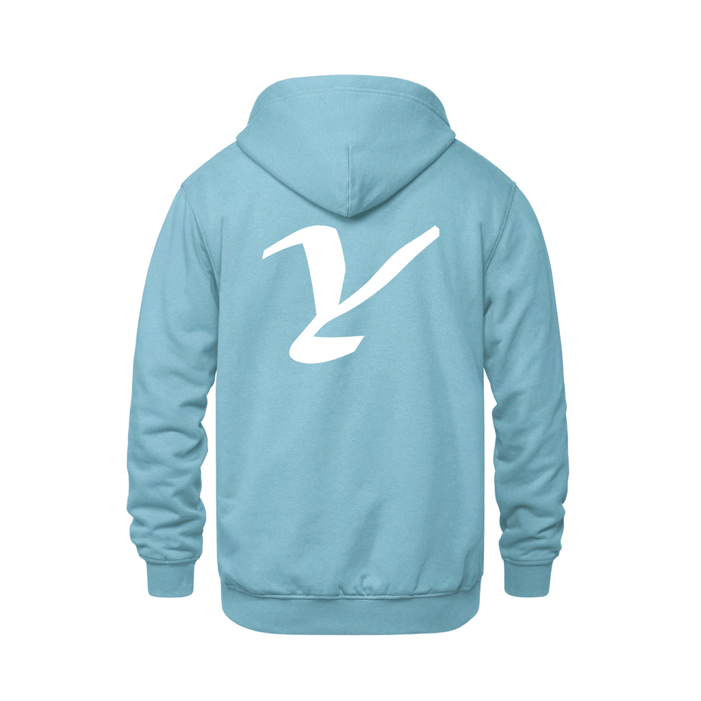 Alphabet Y Hoodie 9 inch calligraphy White ink, Light Blue